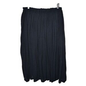 Handmade Black Broomstick Skirt Peasant Cottage Elastic Gauze Cotton L